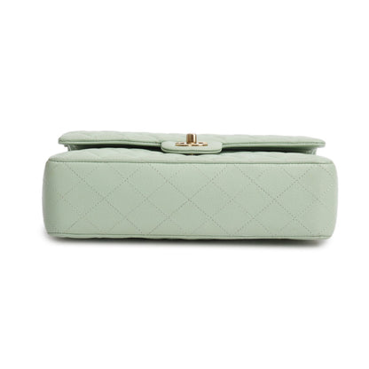 Chanel Green Caviar Quilted Medium Double Flap Bag