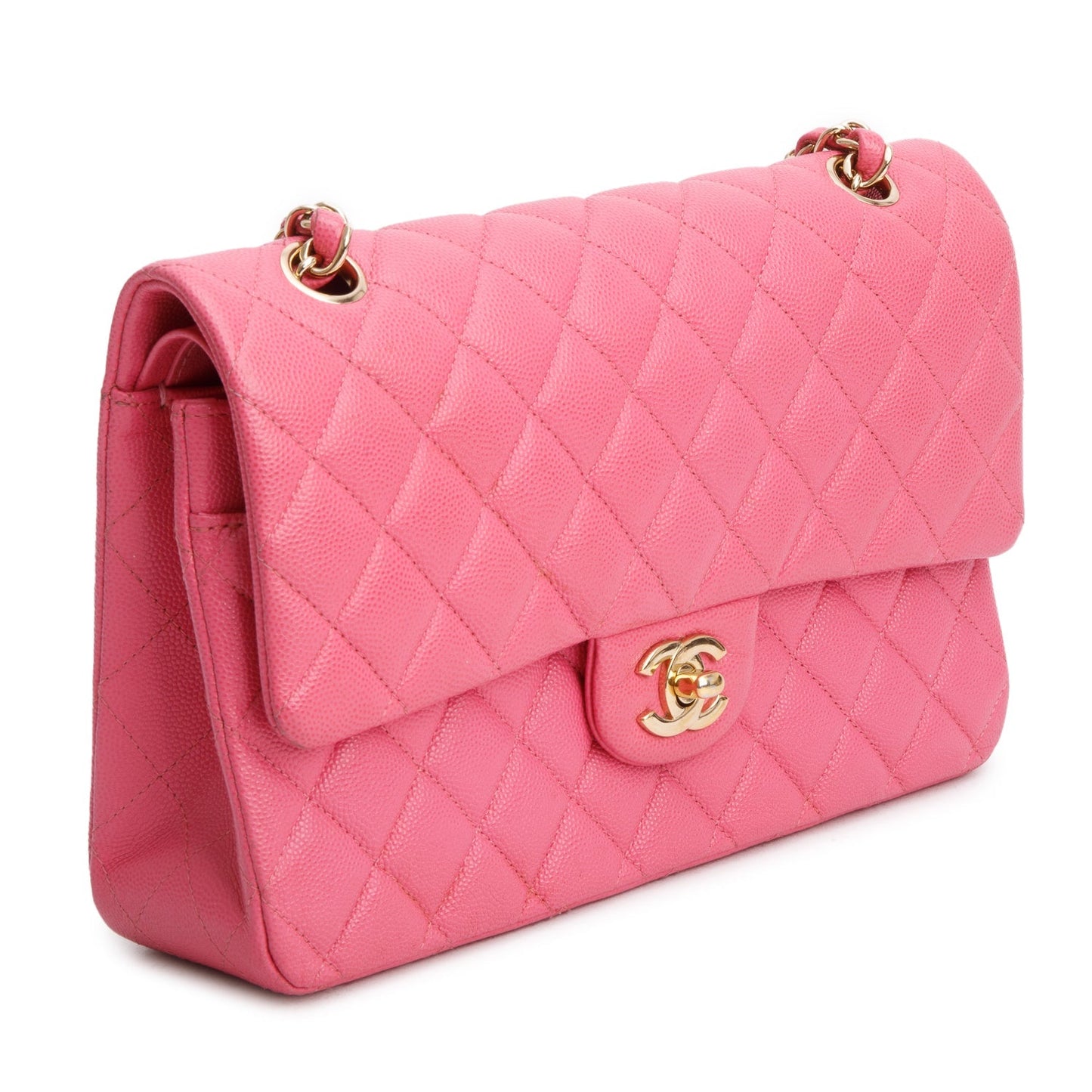 Chanel Pink Caviar Quilted Medium Double Flap Bag
