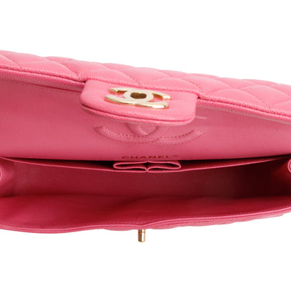 Chanel Pink Caviar Quilted Medium Double Flap Bag