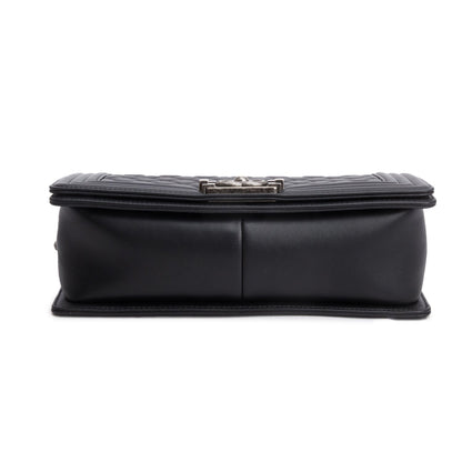 Chanel 2021 Black Quilted Lambskin Leather Medium Boy Bag