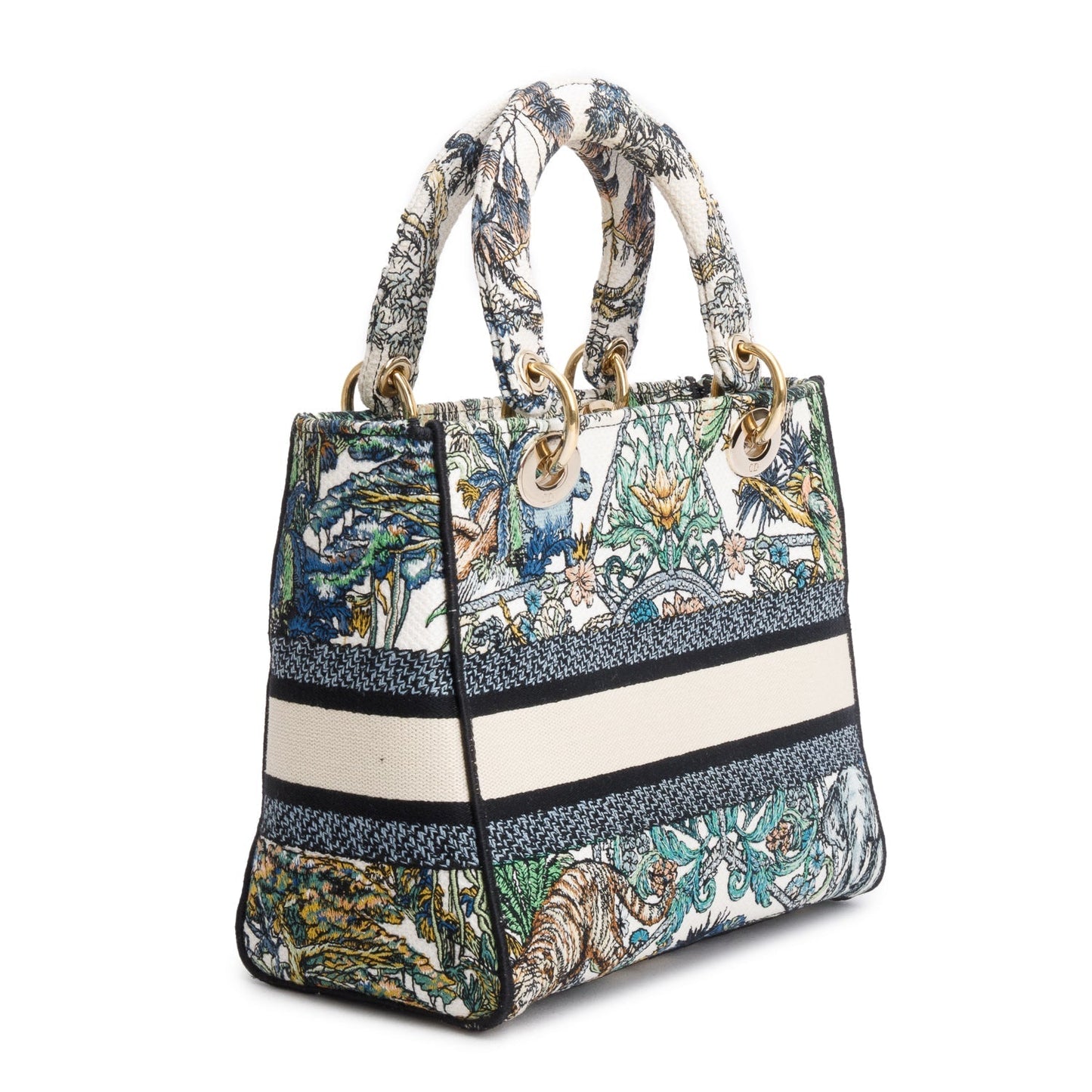 Christian Dior 2023 Multicolore Canvas Embroidered Etoile de Voyage Medium Lady D-Lite