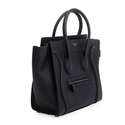 Celine Black Calfskin Leather Micro Luggage Tote