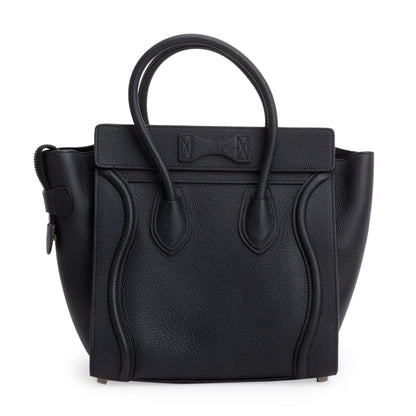 Celine Black Calfskin Leather Micro Luggage Tote