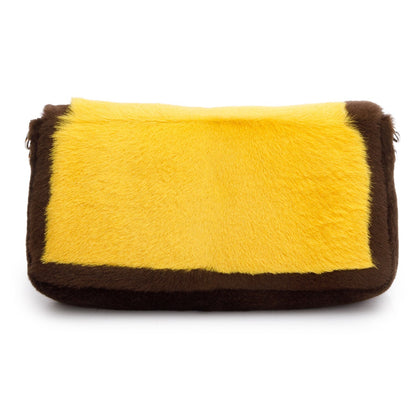Fendi 2022 Yellow Brown Pony Hair Karung Baguette