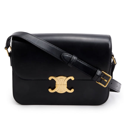 Celine 2022 Black Shiny Calfskin Medium Triomphe