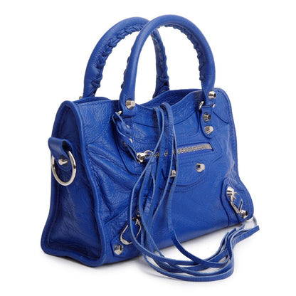 Balenciaga Blue Agneau Leather Classic Mini City Bag