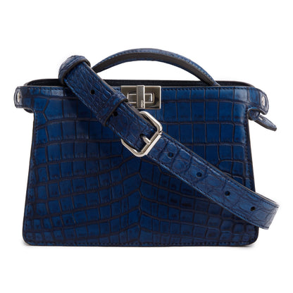 Fendi Navy Crocodile Peekaboo IseeU X-Cross Petit