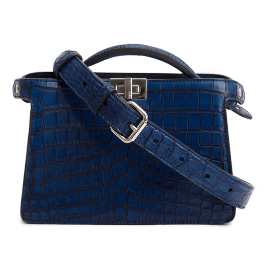 Fendi Navy Crocodile Peekaboo IseeU X-Cross Petit