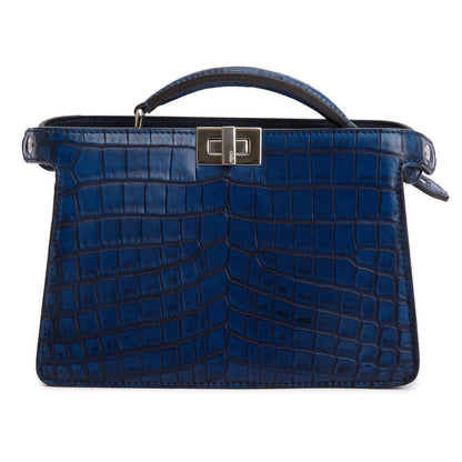 Fendi Navy Crocodile Peekaboo IseeU X-Cross Petit