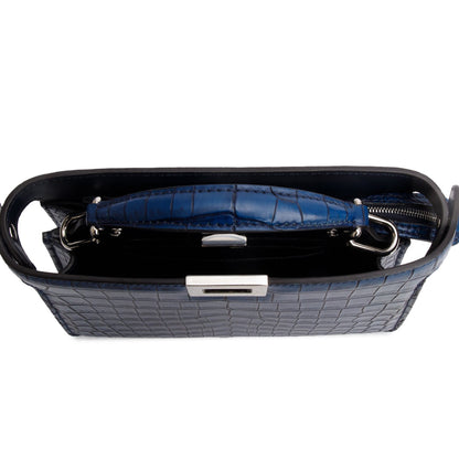 Fendi Navy Crocodile Peekaboo IseeU X-Cross Petit