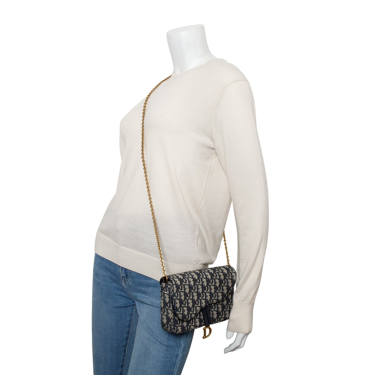 Christian Dior 2024 Oblique Jacquard Saddle Pouch with Chain