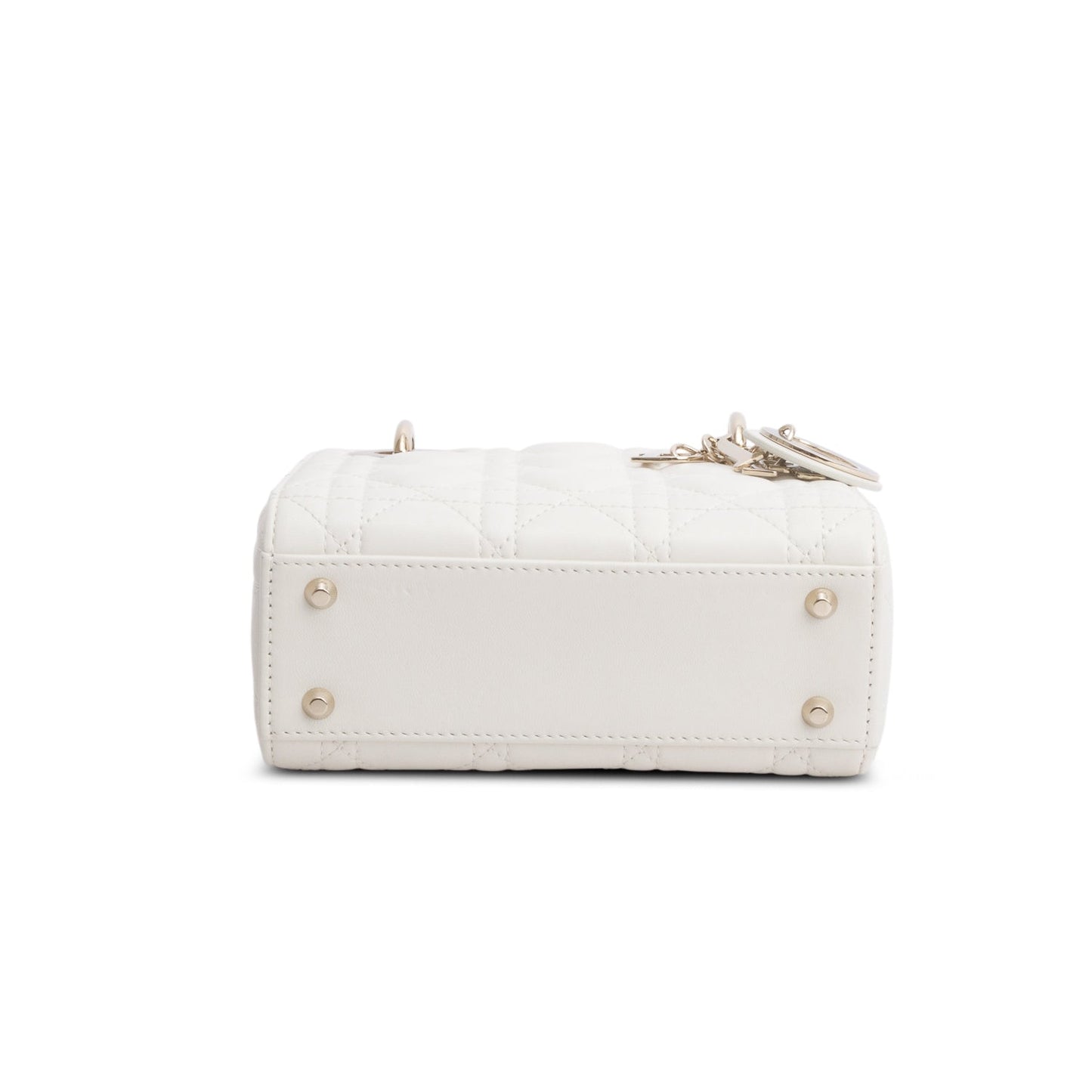 Christian Dior 2024 White Black Lambskin Cannage Mini Lady Dior
