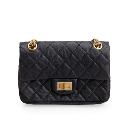 Chanel Black Quilted Aged Calfskin Leather Mini 2.55 Reissue Flap Bag