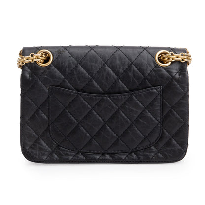 Chanel Black Quilted Aged Calfskin Leather Mini 2.55 Reissue Flap Bag