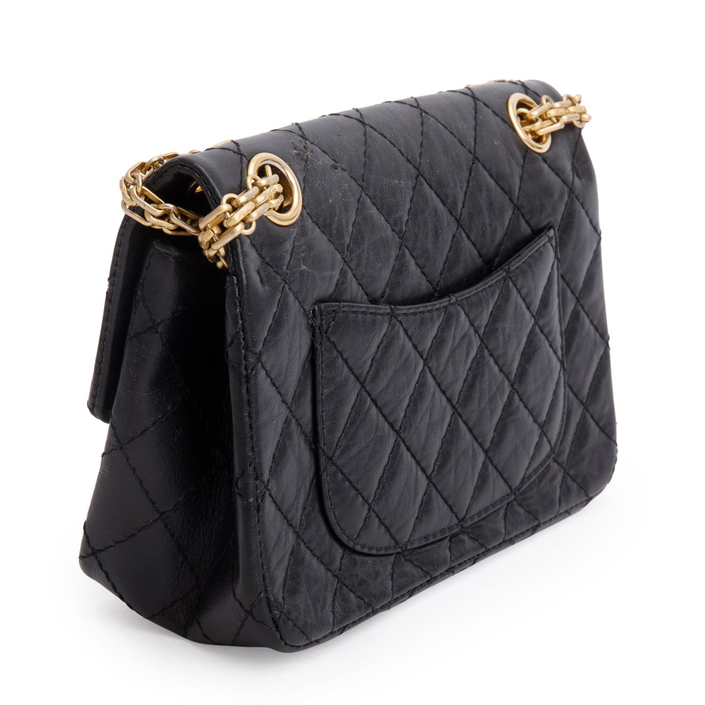 Chanel Black Quilted Aged Calfskin Leather Mini 2.55 Reissue Flap Bag