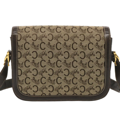 Luxury CELINE C Macadam Canvas Shoulder Bag Beige  69250