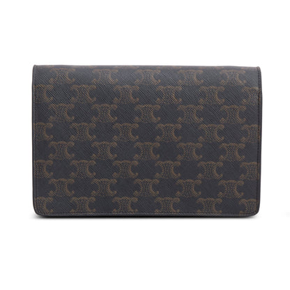 Celine 2022 Triomphe Canvas Lambskin Wallet on Strap
