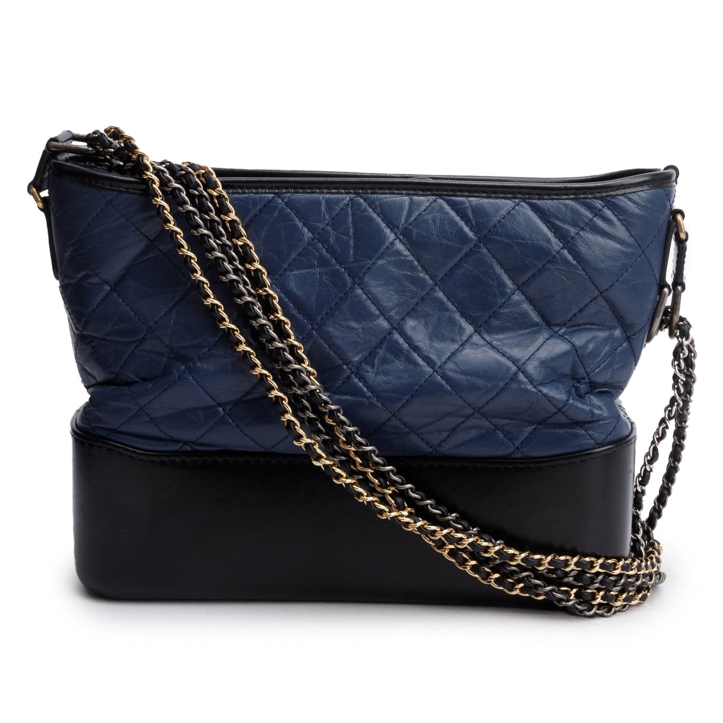 Chanel Blue & Black Aged Calfskin Leather Medium Gabrielle Hobo