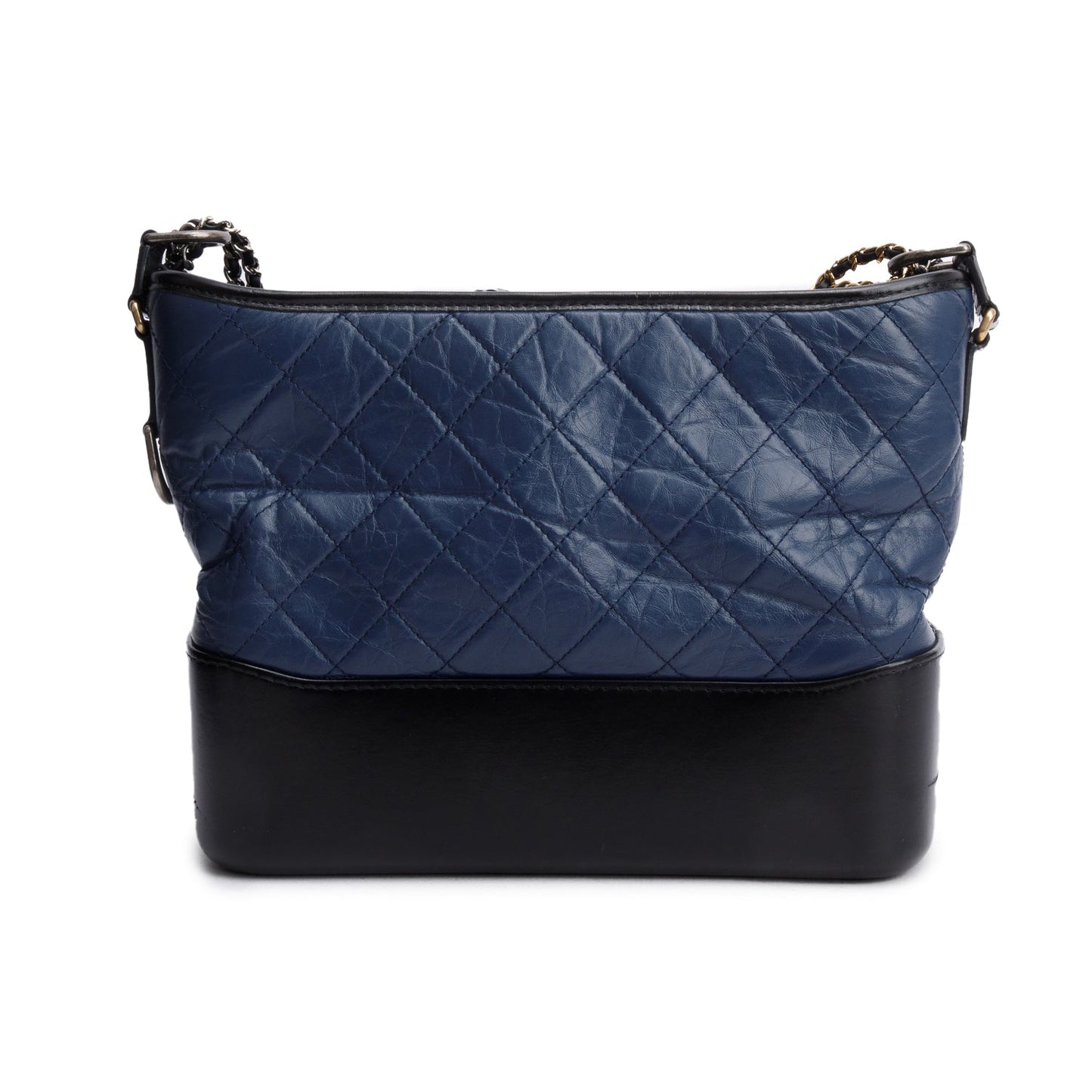Chanel Blue & Black Aged Calfskin Leather Medium Gabrielle Hobo