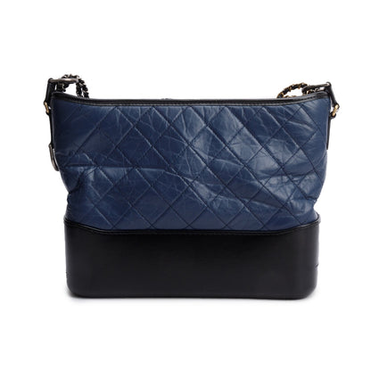 Chanel Blue & Black Aged Calfskin Leather Medium Gabrielle Hobo