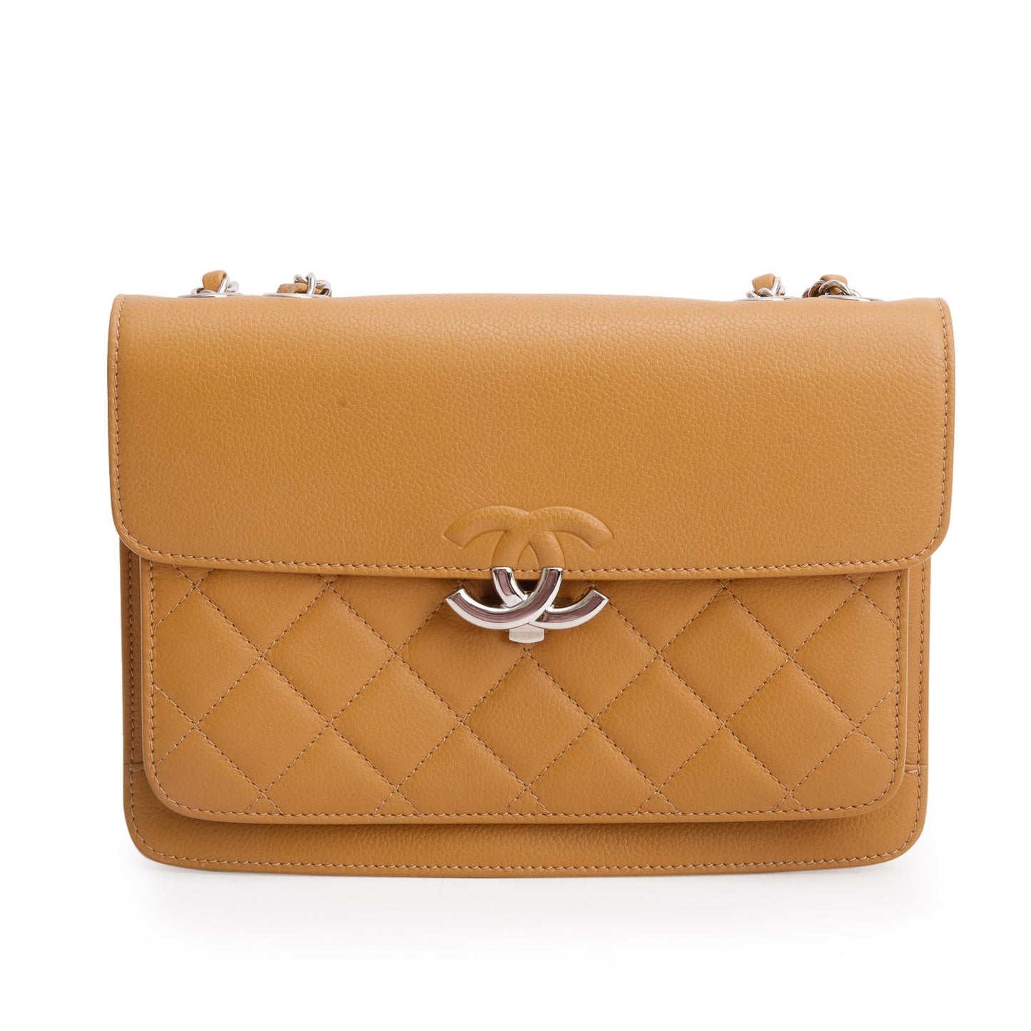 Chanel Tan Caviar Quilted Small CC Box Top Flap