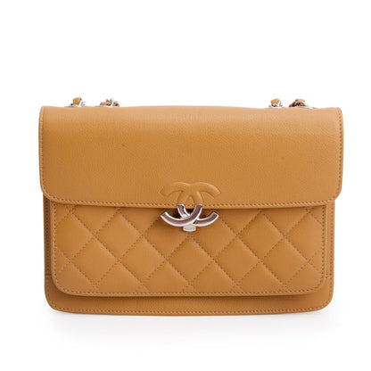 Chanel Tan Caviar Quilted Small CC Box Top Flap