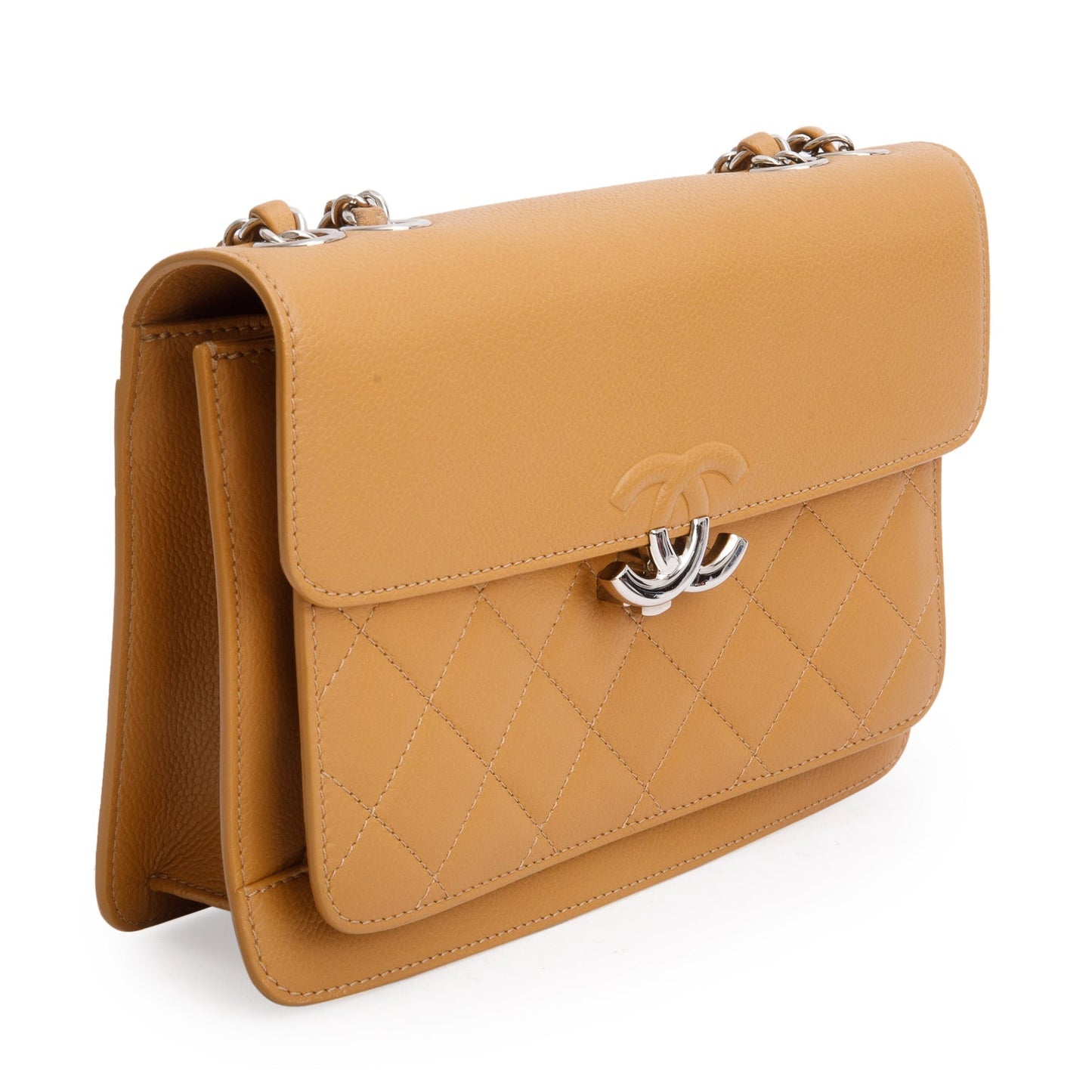 Chanel Tan Caviar Quilted Small CC Box Top Flap