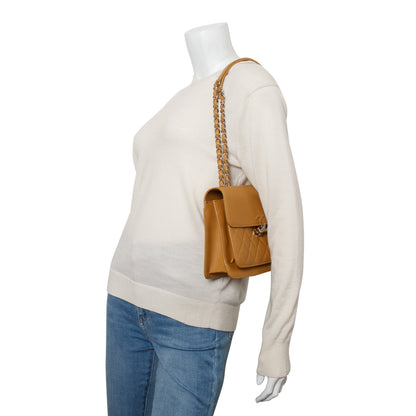 Chanel Tan Caviar Quilted Small CC Box Top Flap