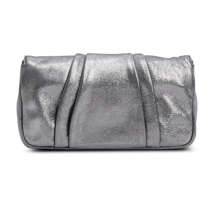 Fendi Metallic Silver Calfskin Mia Pochette Chain Bag