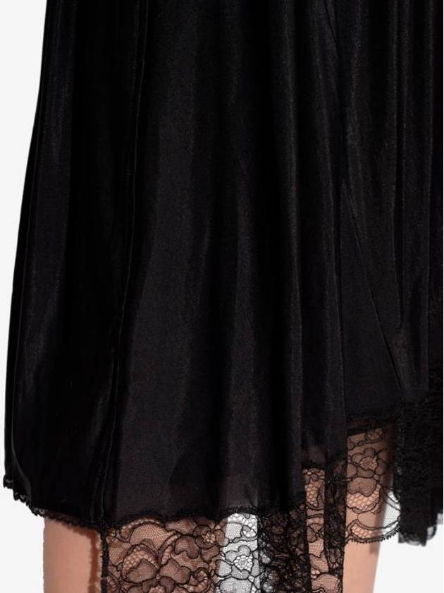 Luxury Balenciaga Trending 2025 Lace Trimmed A-Line Skirt Black