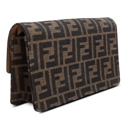 Fendi Brown FF Jacquard Baguette Wallet on Chain