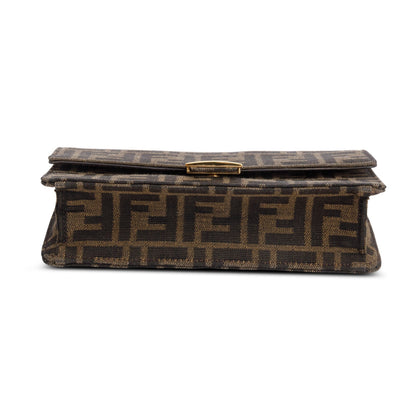 Fendi Brown FF Jacquard Baguette Wallet on Chain