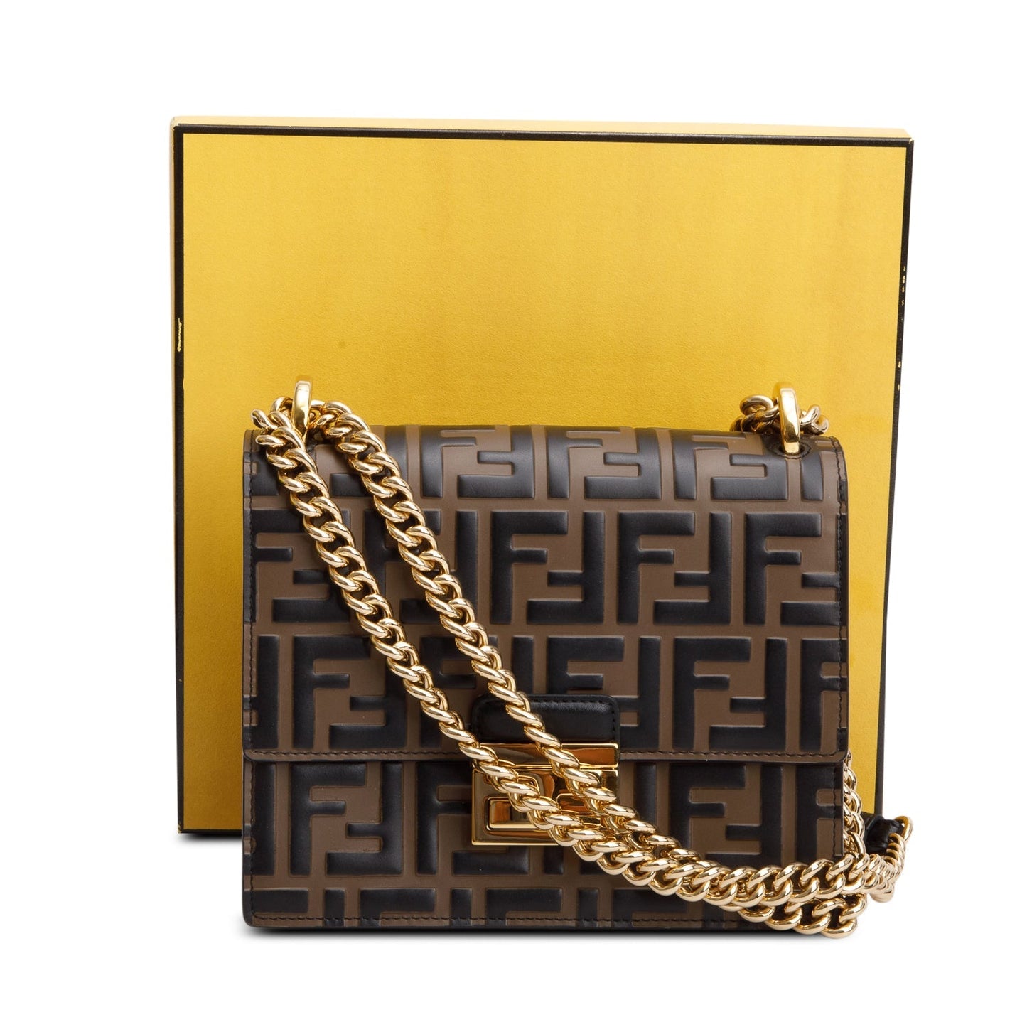 Fendi Vitello Liberty Bi-Color FF 1974 Embossed Small Kan U Shoulder Bag