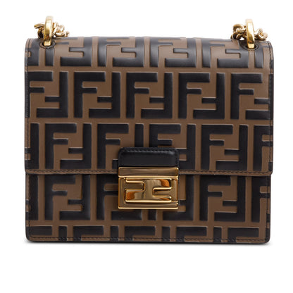 Fendi Vitello Liberty Bi-Color FF 1974 Embossed Small Kan U Shoulder Bag