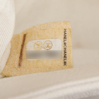 Chanel White Chevron Quilted Caviar Small Boy Bag