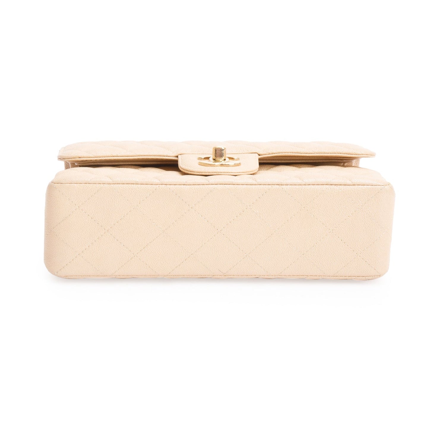 Chanel Iridescent Beige Caviar Quilted Small Double Flap Bag