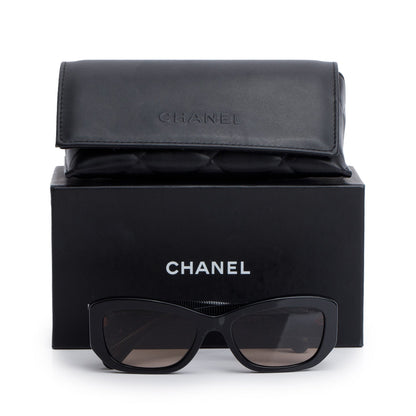 Chanel 5493 Black Acetate CC Logo Rectangle Sunglasses