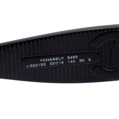 Chanel 5493 Black Acetate CC Logo Rectangle Sunglasses