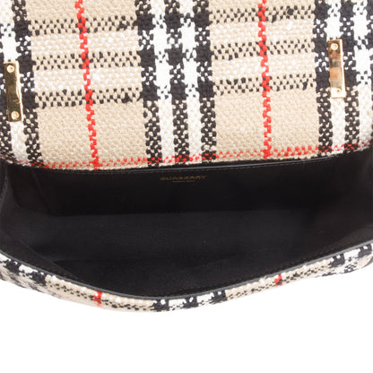 Burberry Beige Check Tweed Small Lola TB Shoulder Bag