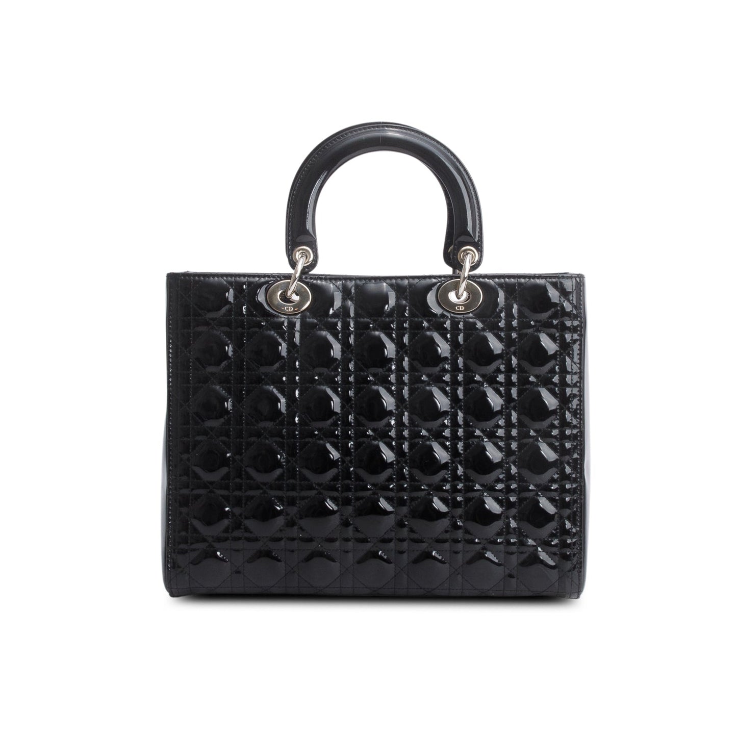 Christian Dior Black Cannage Patent Leather Large Lady Dior