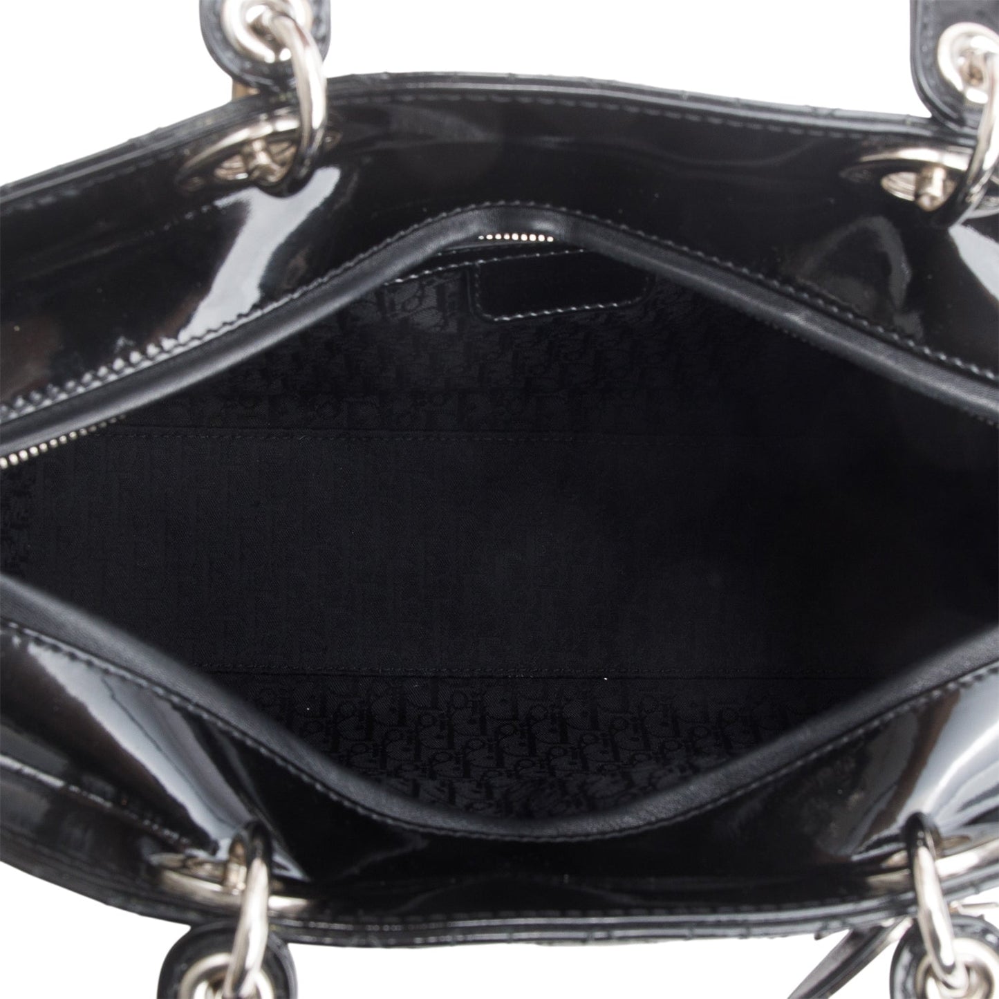 Christian Dior Black Cannage Patent Leather Large Lady Dior