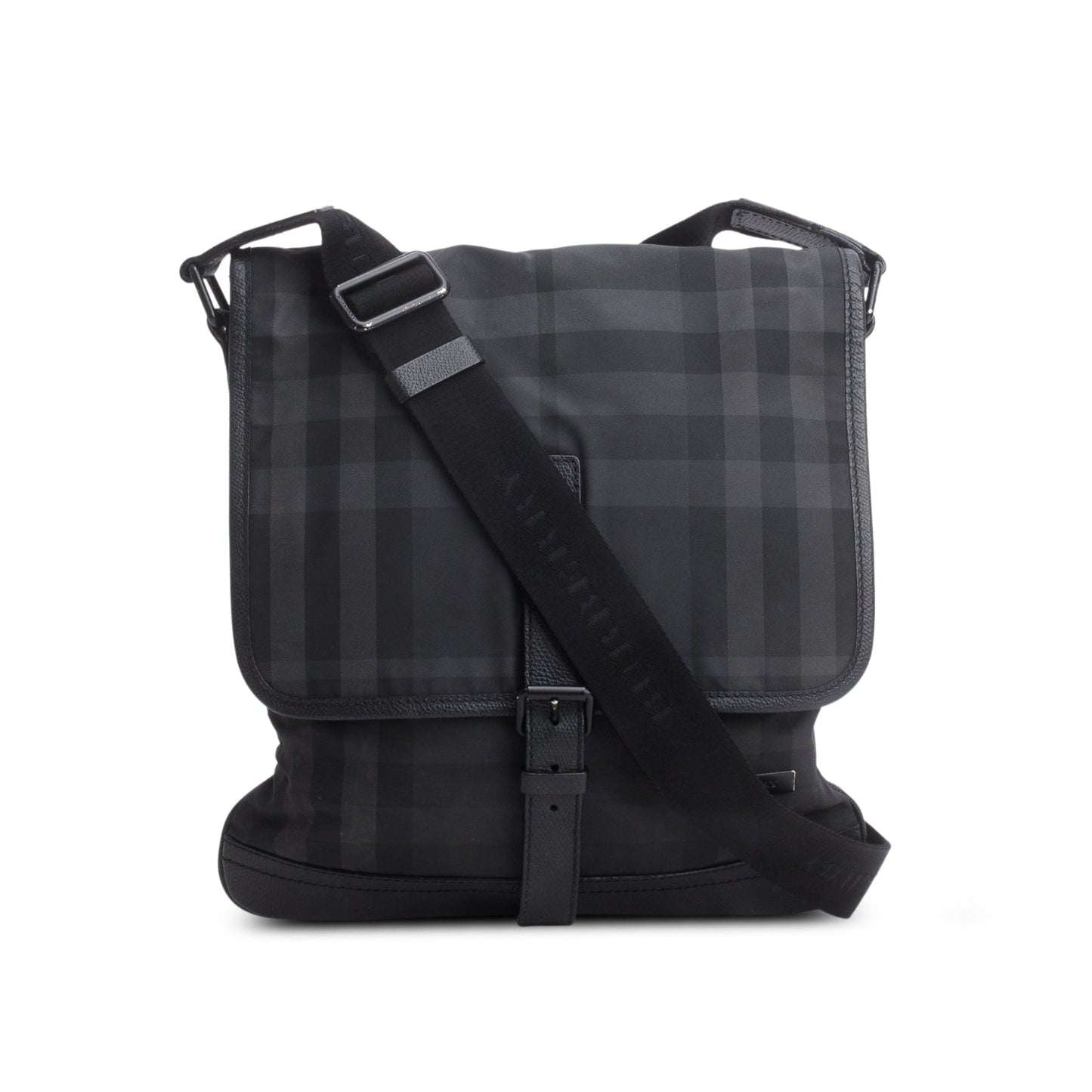 Burberry Black Smoked Check Nylon Messenger Bag
