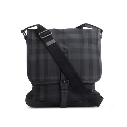 Burberry Black Smoked Check Nylon Messenger Bag