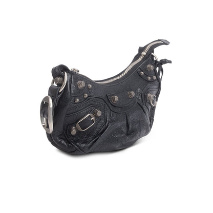 Balenciaga Black Arena Calfskin Leather Le Cagole XS Chain Shoulder Bag
