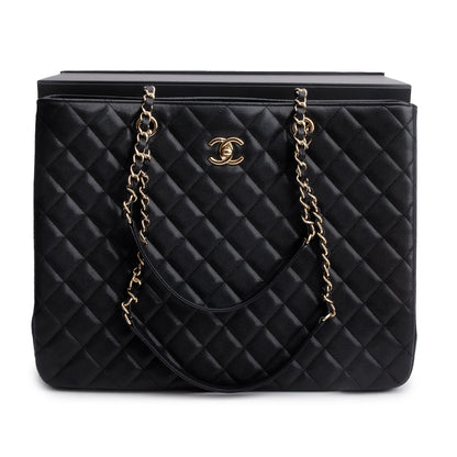 Chanel 2021 Black Caviar Quilted Classic Large Shopping Tote