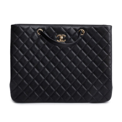Chanel 2021 Black Caviar Quilted Classic Large Shopping Tote