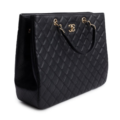 Chanel 2021 Black Caviar Quilted Classic Large Shopping Tote