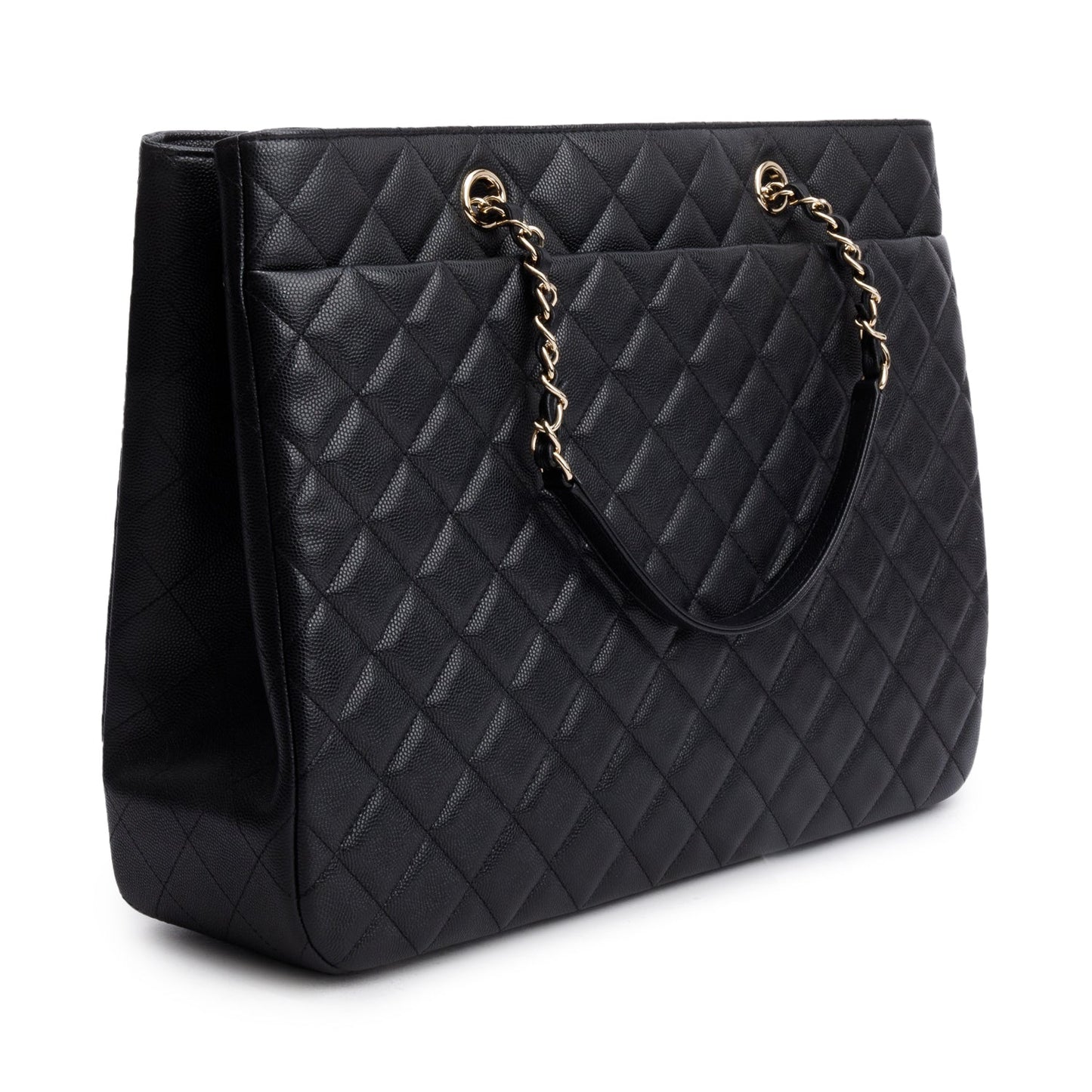 Chanel 2021 Black Caviar Quilted Classic Large Shopping Tote