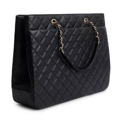 Chanel 2021 Black Caviar Quilted Classic Large Shopping Tote