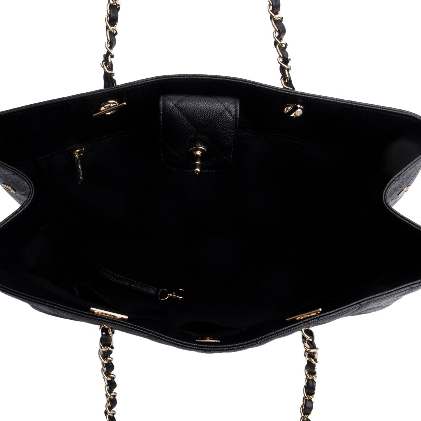 Chanel 2021 Black Caviar Quilted Classic Large Shopping Tote
